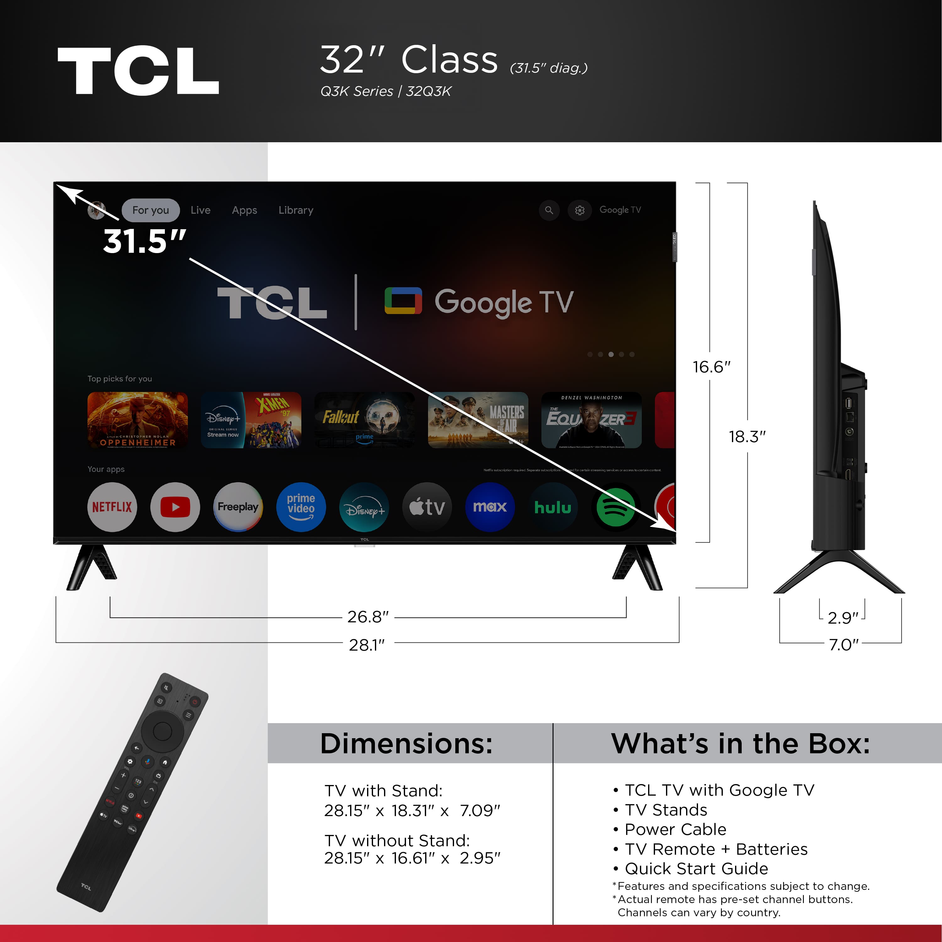 TCL - 32" Class Q3K Series 1080P FHD QLED Smart TV with Google TV (2025) - Image 2