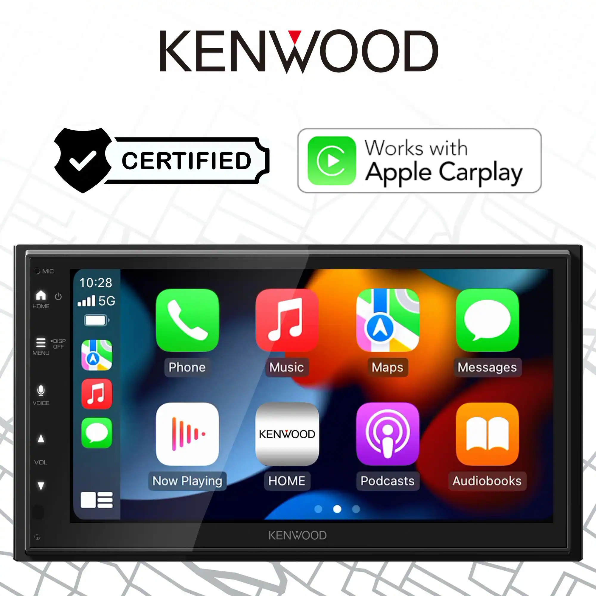 Kenwood - 6.8" - Wireless Apple CarPlay and Android Auto Bluetooth Digital Multimedia Receiver - Black - Image 5