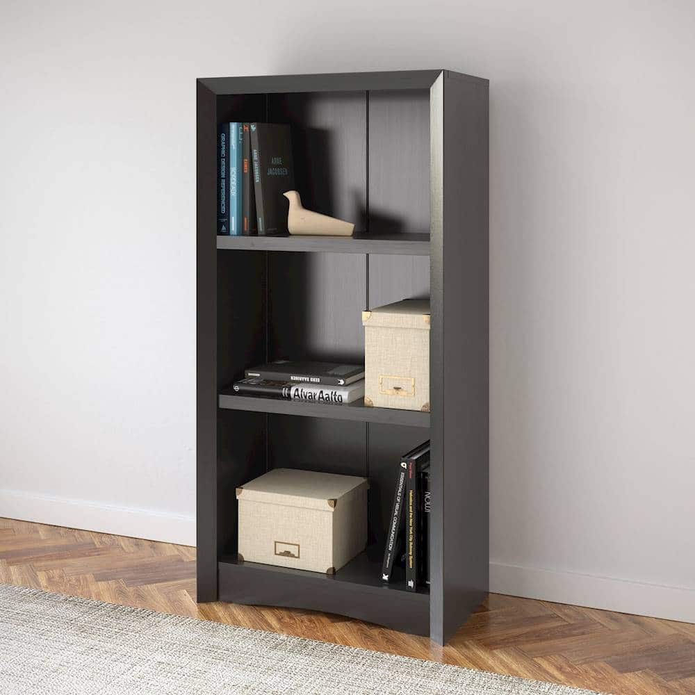 CorLiving - Quadra Collection 3 Shelf Floor-Standing Bookcase - Black - Image 3