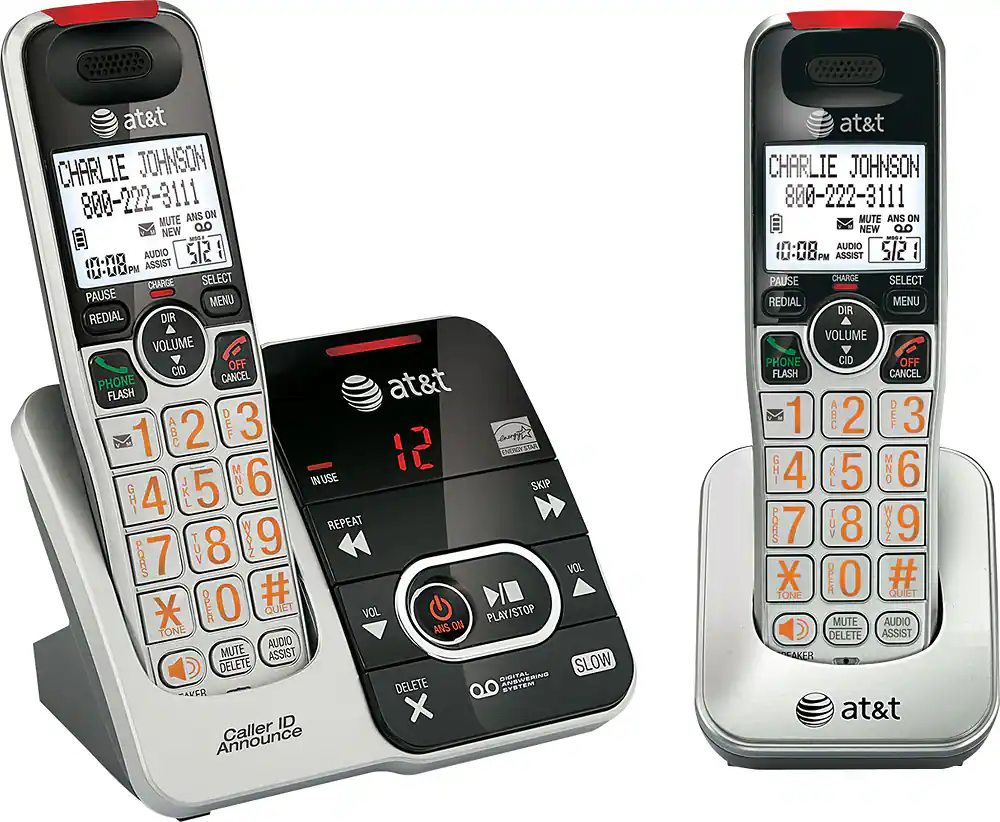 AT&T - AT CRL32202 DECT 6.0 Expandable Cordless Phone System with Digital Answering System - Silver