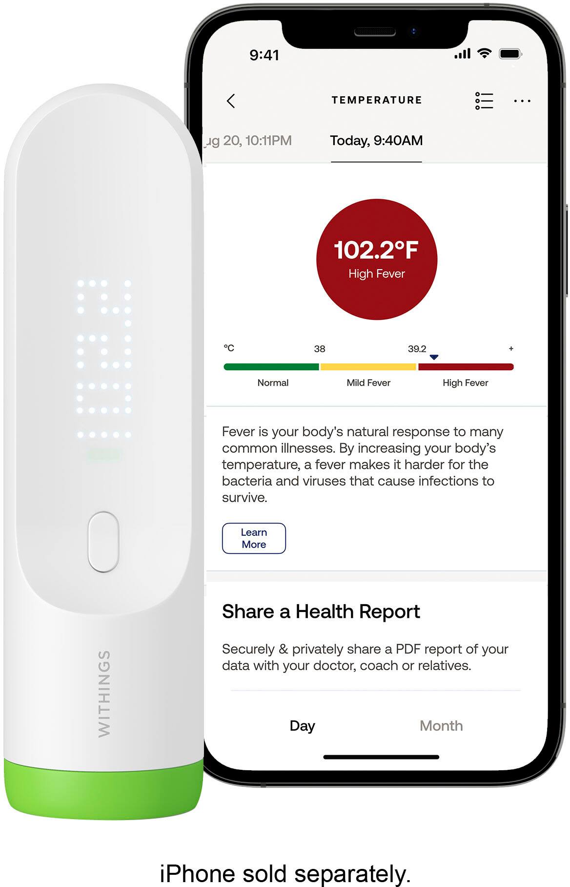 Withings - Thermo Smart Non-Contact Thermometer - White - Image 2