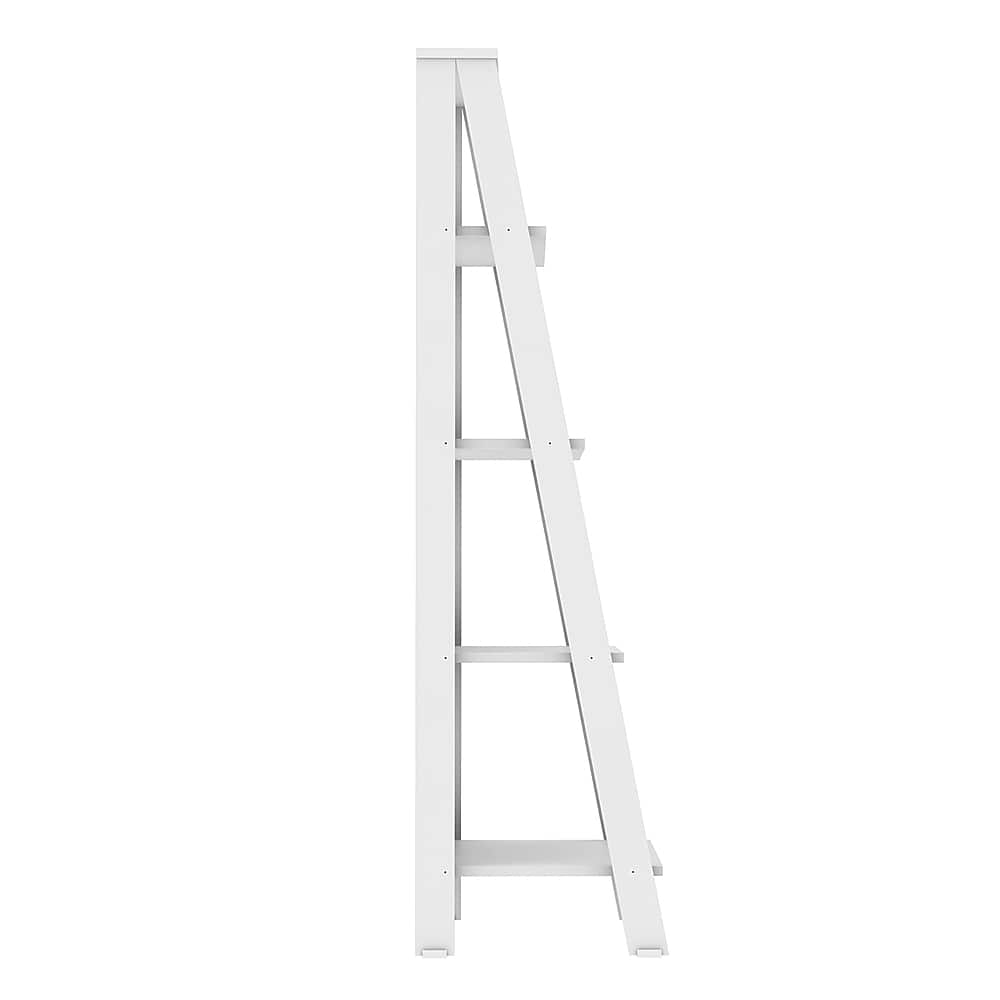 Walker Edison - 55" Leaning Ladder 4-Shelf Bookcase - White - Image 3