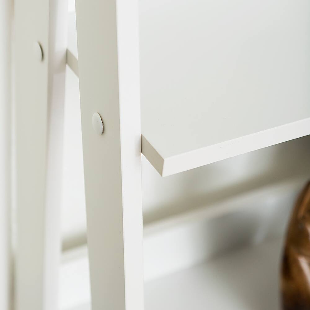 Walker Edison - 55" Leaning Ladder 4-Shelf Bookcase - White - Image 7