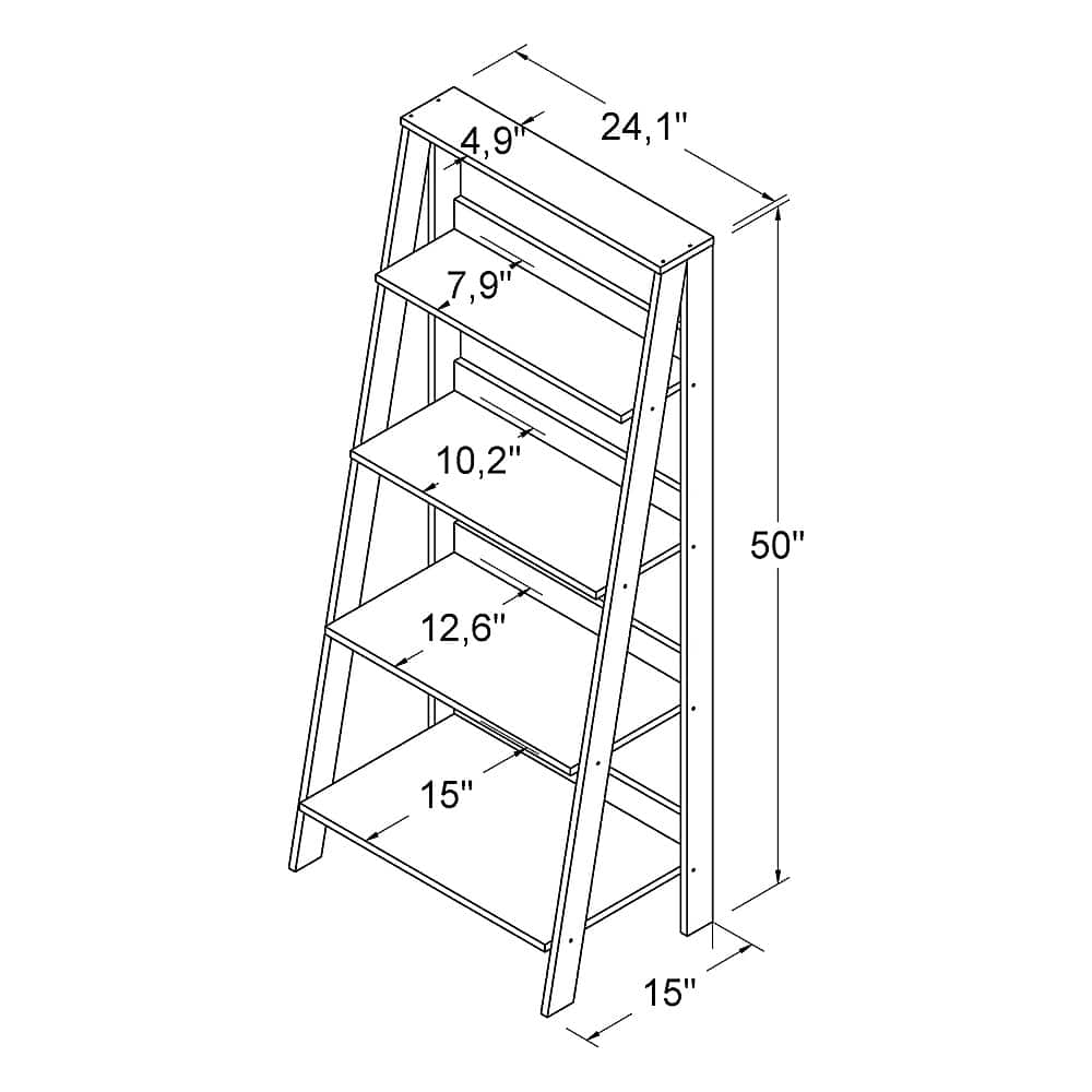 Walker Edison - 55" Leaning Ladder 4-Shelf Bookcase - White - Image 8