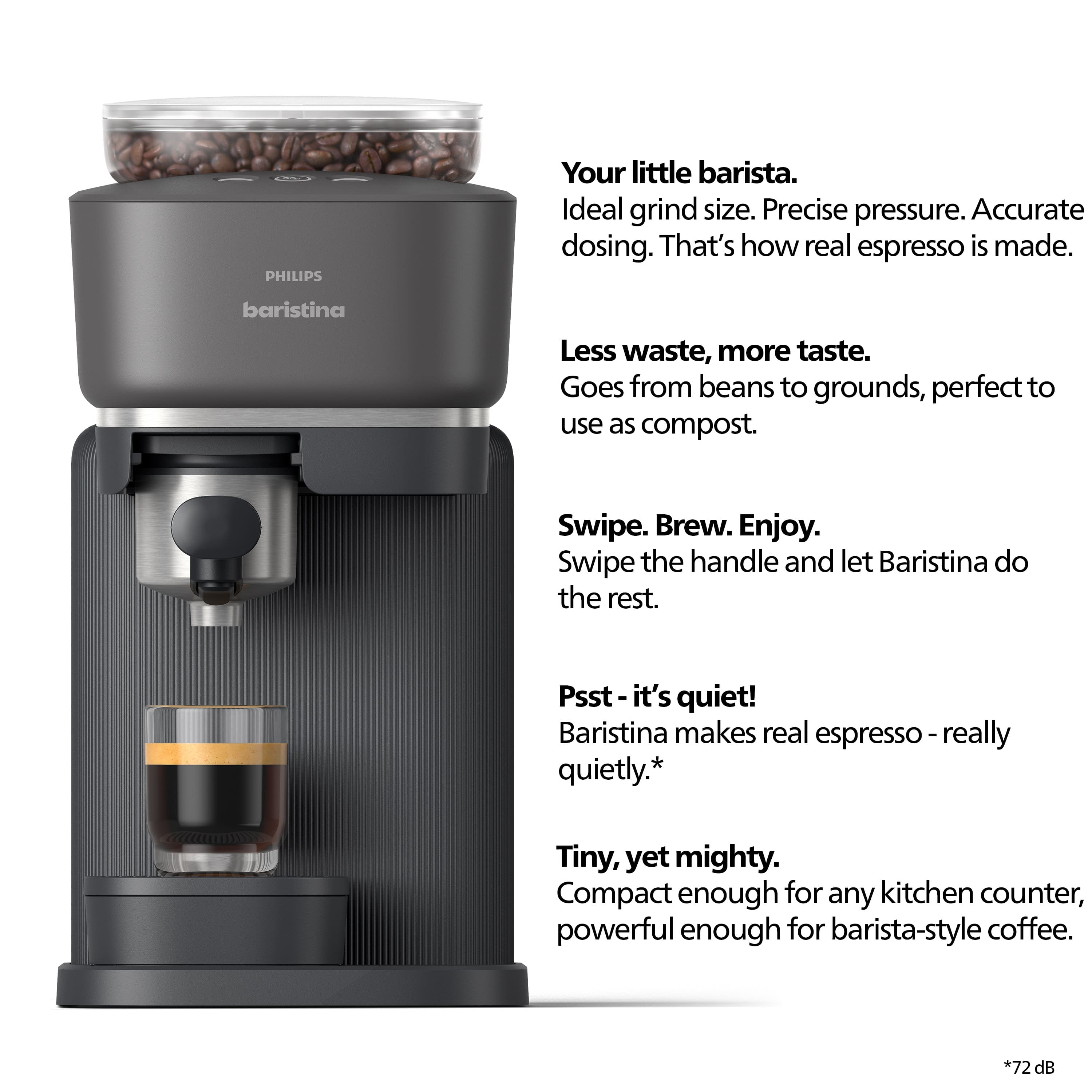 Philips - Baristina Automatic Espresso Machine - Black - Image 3