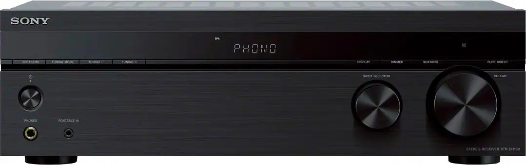 Sony - STRDH190- 2-Ch. Stereo Receiver with Bluetooth & Phono Input for Turntables - Black