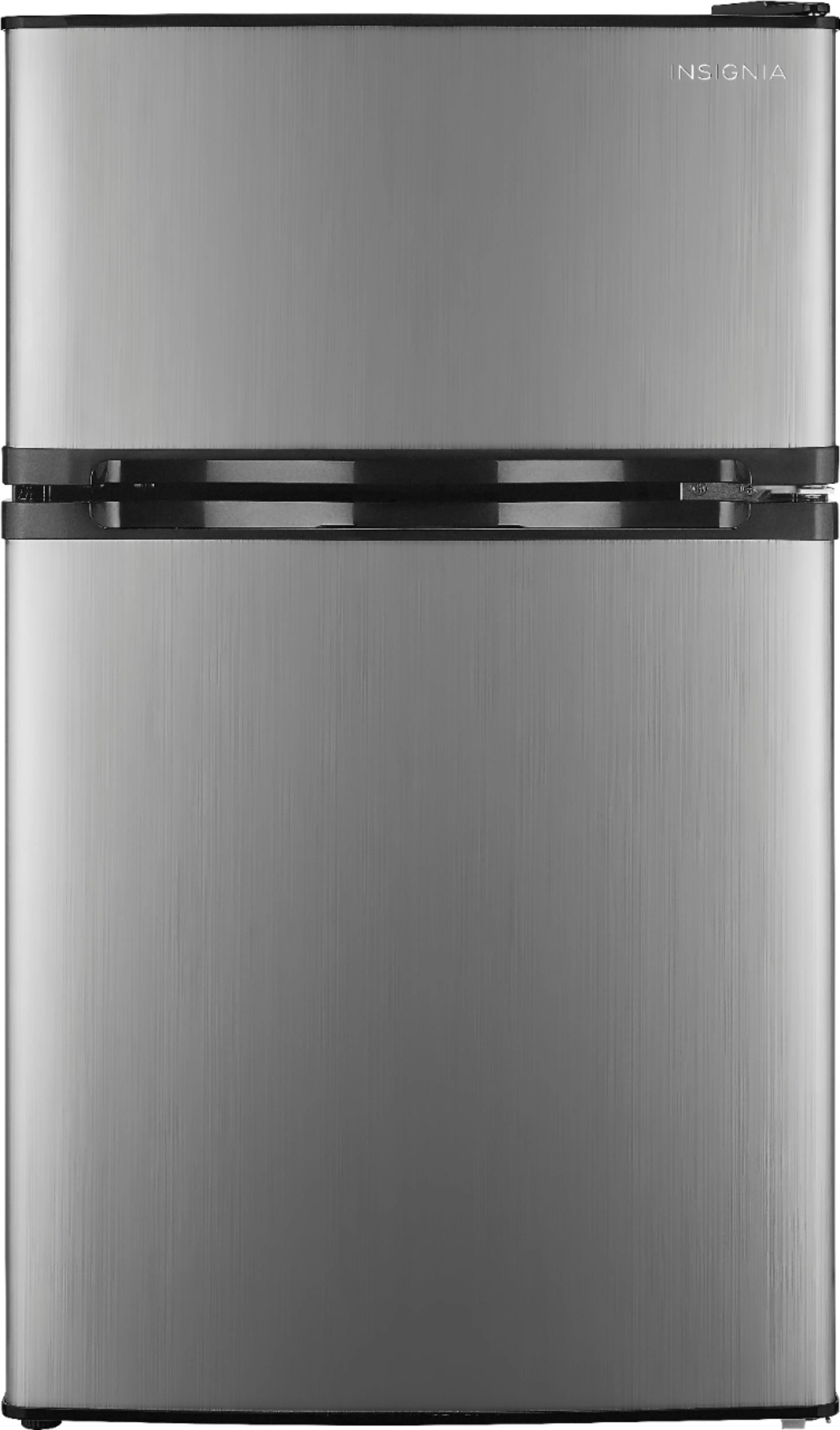 Insignia™ - 3.0 Cu. Ft. Mini Fridge with Top Freezer and ENERGY STAR Certification - Stainless steel