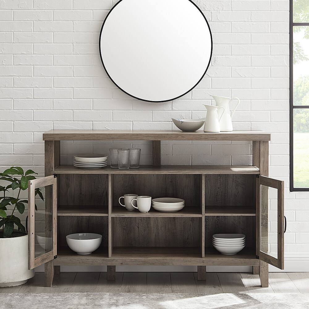 Walker Edison - Tall Storage Buffet TV Stand for TVs up to 55" - Grey Wash - Image 6