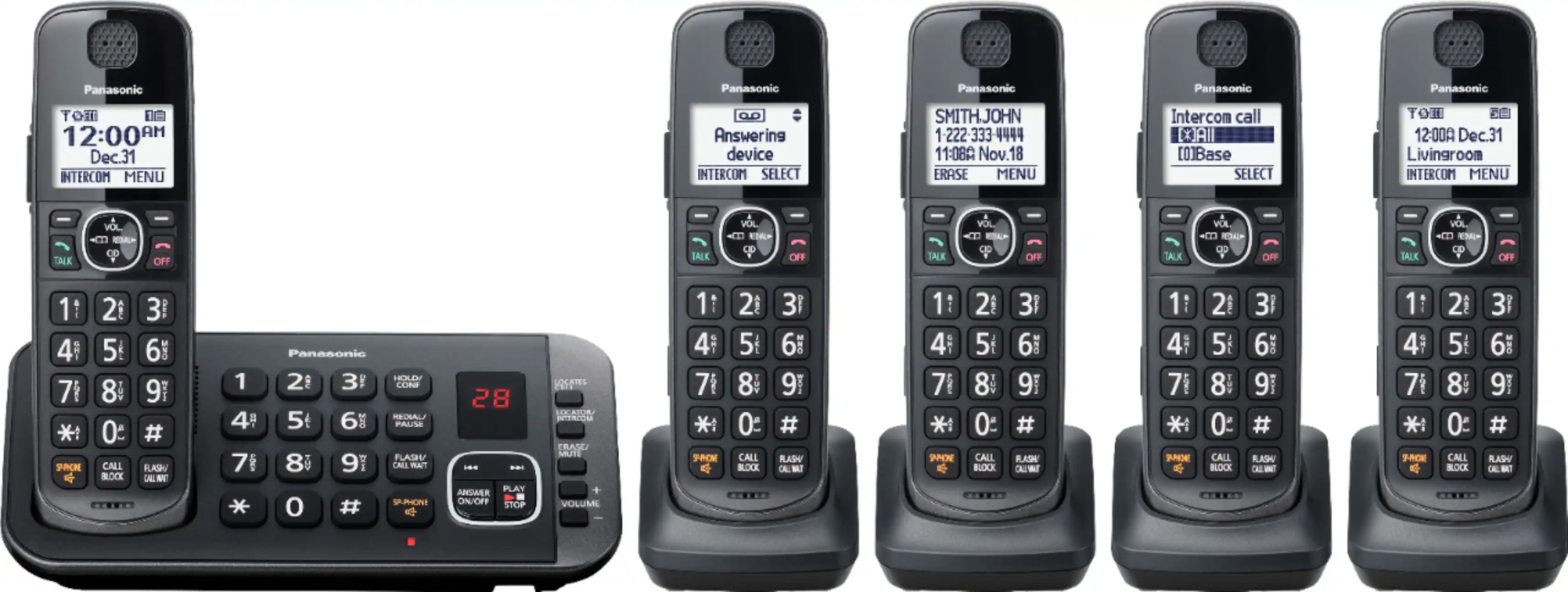 Panasonic - KX-TGE645M DECT 6.0 Expandable Cordless Phone System with Digital Answering System - Metallic Black