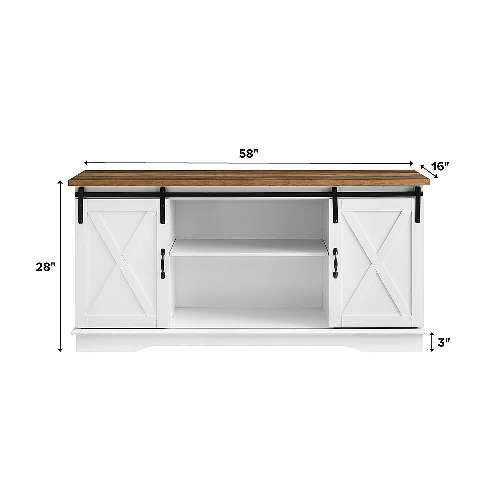 Walker Edison - 58" Modern Farmhouse Sliding Door TV Stand for Most TVs up to 65" - Grey Wash - Image 10
