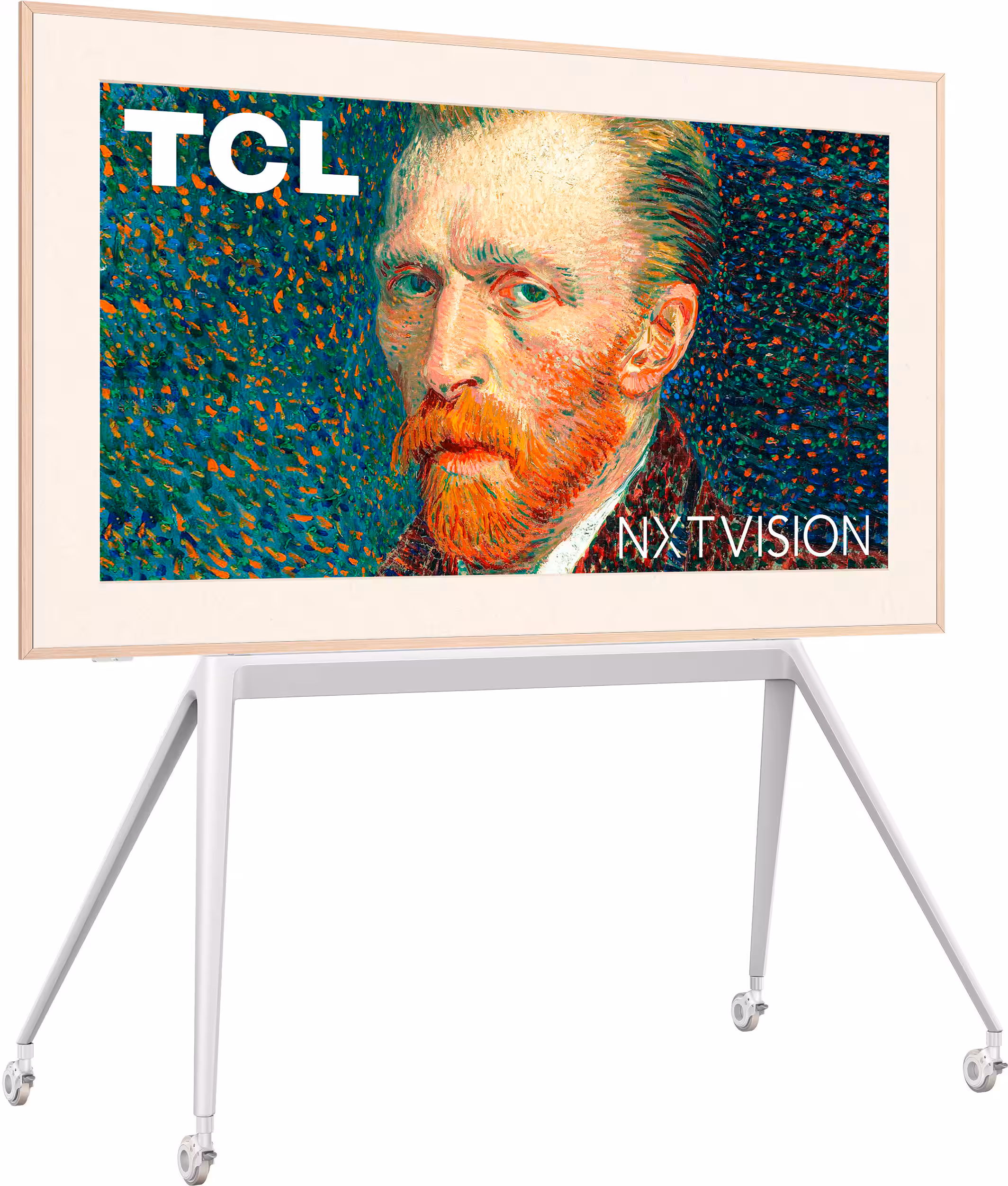 NXTVISION TV Movable Floor Stand for 55”- 85” TCL NXTVISION TVs with Magnetic Decorative Cover - White - Image 2