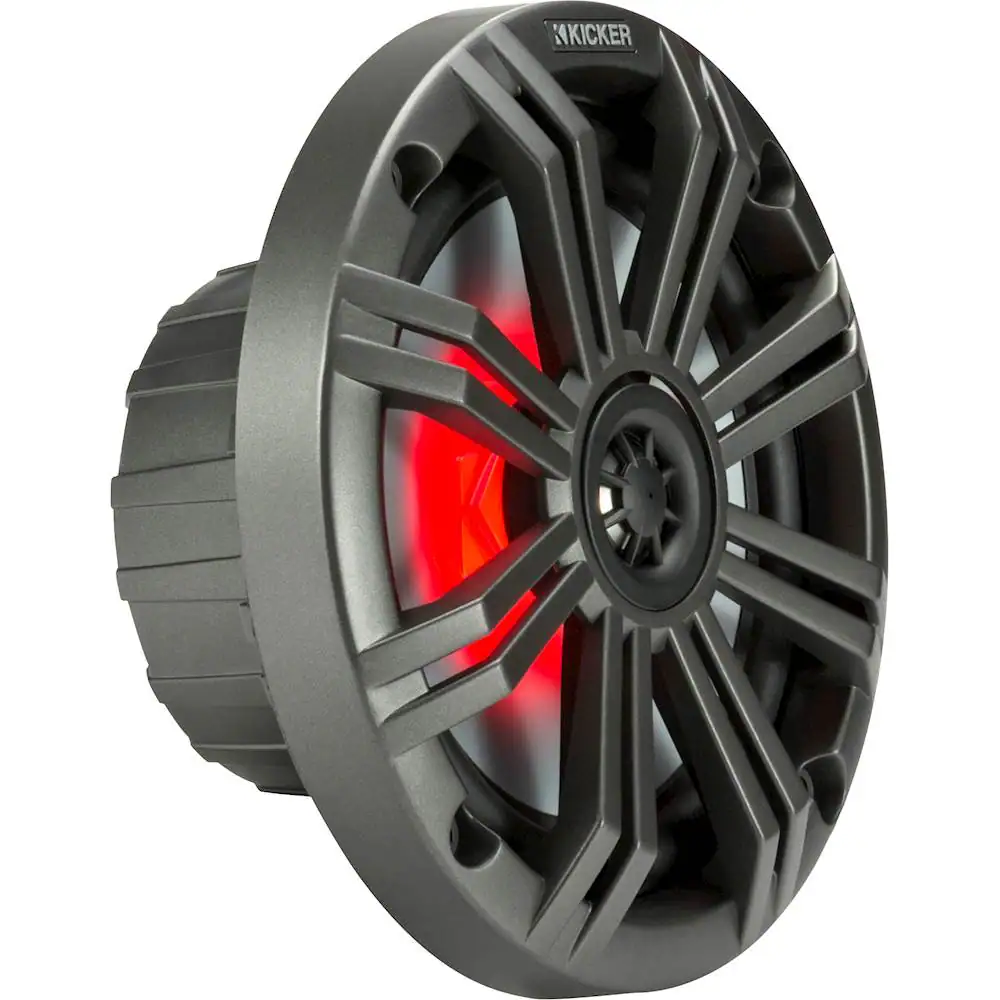 KICKER - KM Series 6-1/2" 2-Way Marine Speakers with Polypropylene Cones Pair - Charcoal And White - Image 2