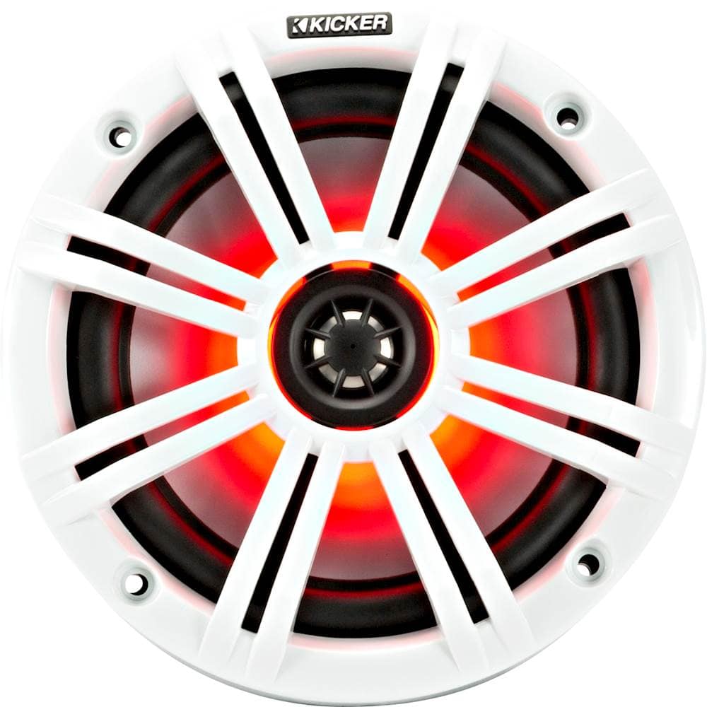 KICKER - KM Series 6-1/2" 2-Way Marine Speakers with Polypropylene Cones Pair - Charcoal And White