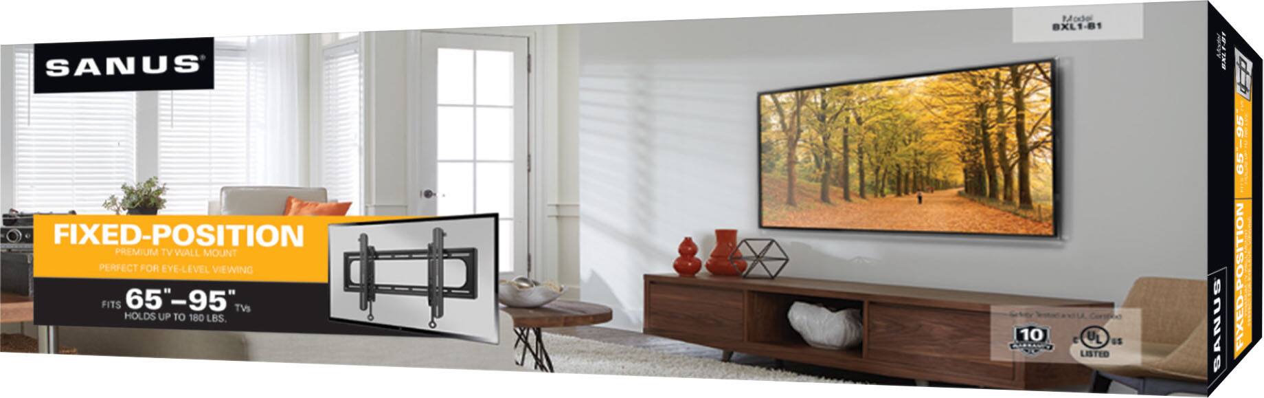 Sanus - Premium Series Fixed-Position TV Wall Mount for Most TVs 65"-95" up to 180 lbs - Slim Profile Sits 1.6" From Wall - Black - Image 7