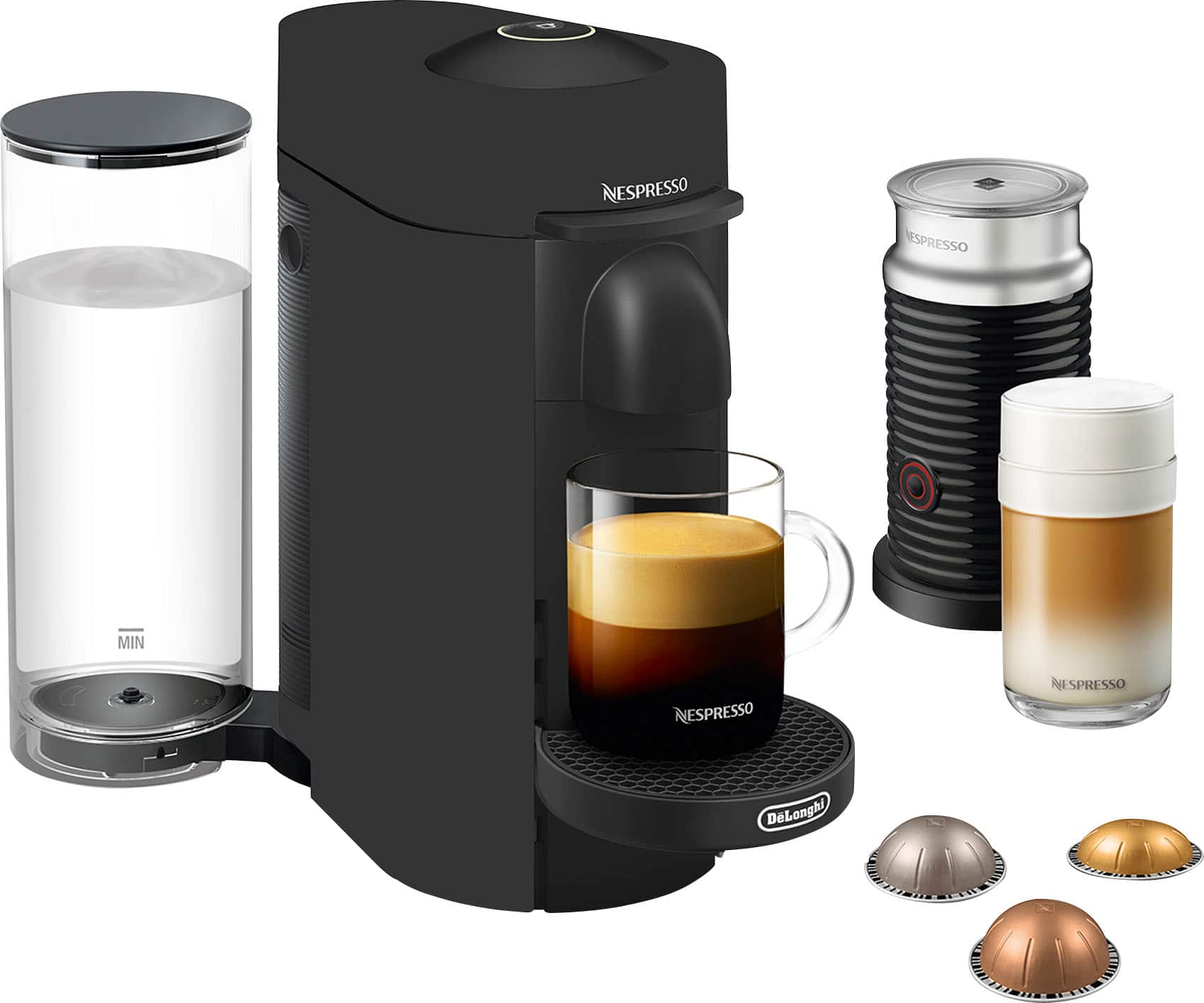 Nespresso - Vertuo Plus Deluxe Coffee and Espresso Maker by De'Longhi with Aeroccino Milk Frother - Matte Black - Image 2
