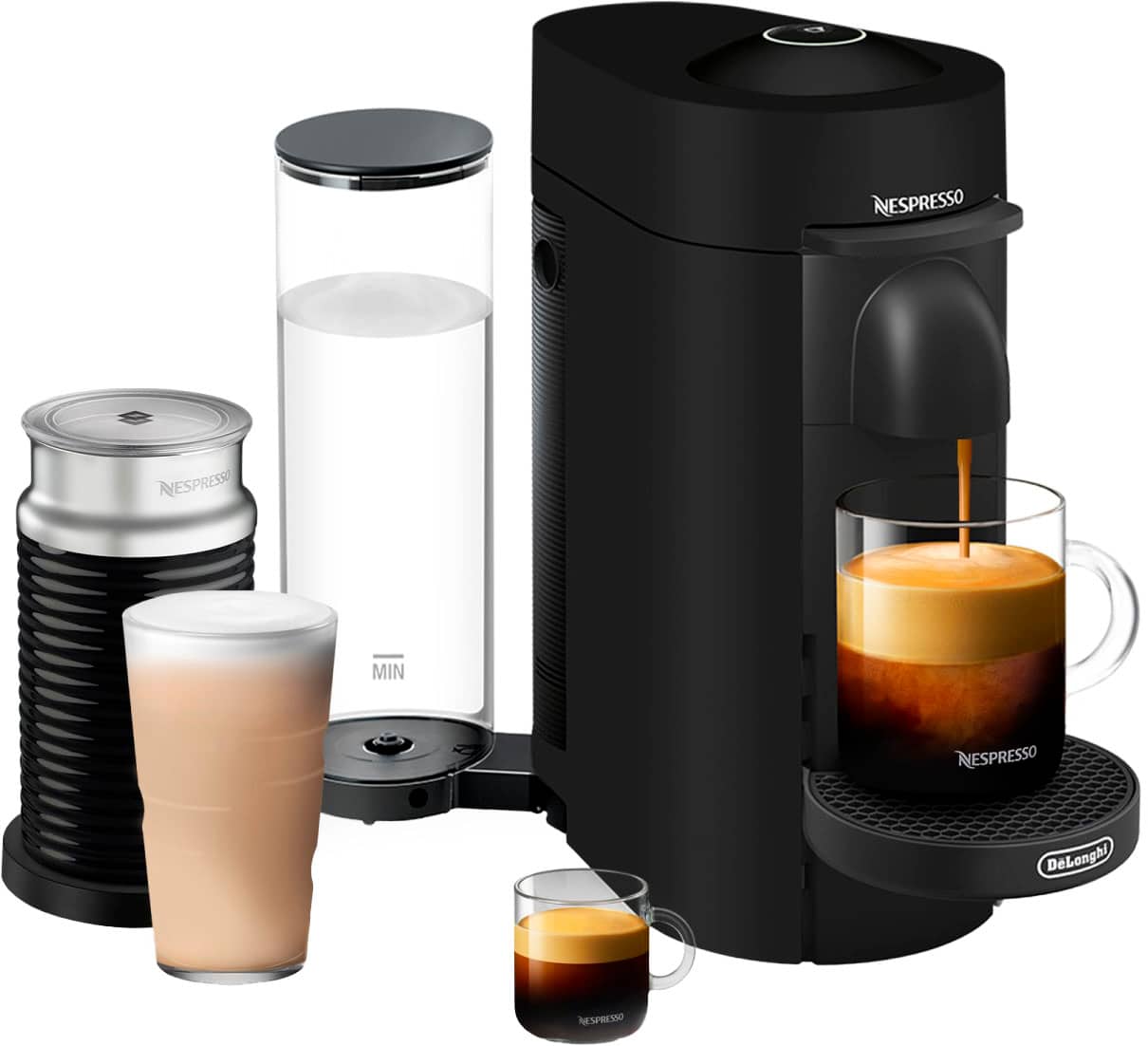 Nespresso - Vertuo Plus Deluxe Coffee and Espresso Maker by De'Longhi with Aeroccino Milk Frother - Matte Black