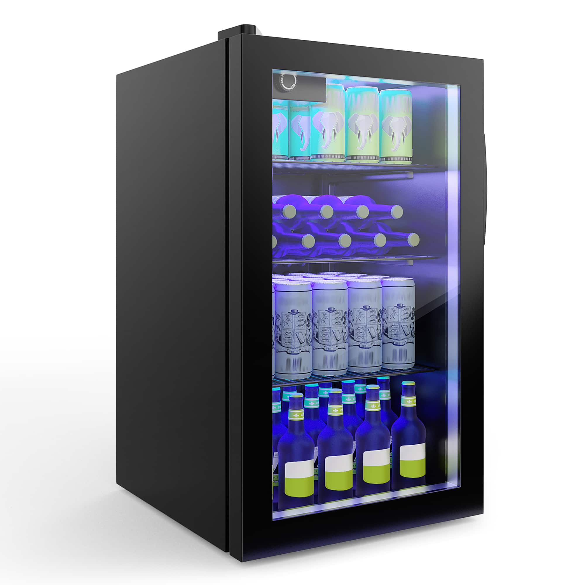 Costway - 120 Can Beverage Refrigerator Beer Wine Soda Drink Cooler Mini Fridge - Black - Image 2
