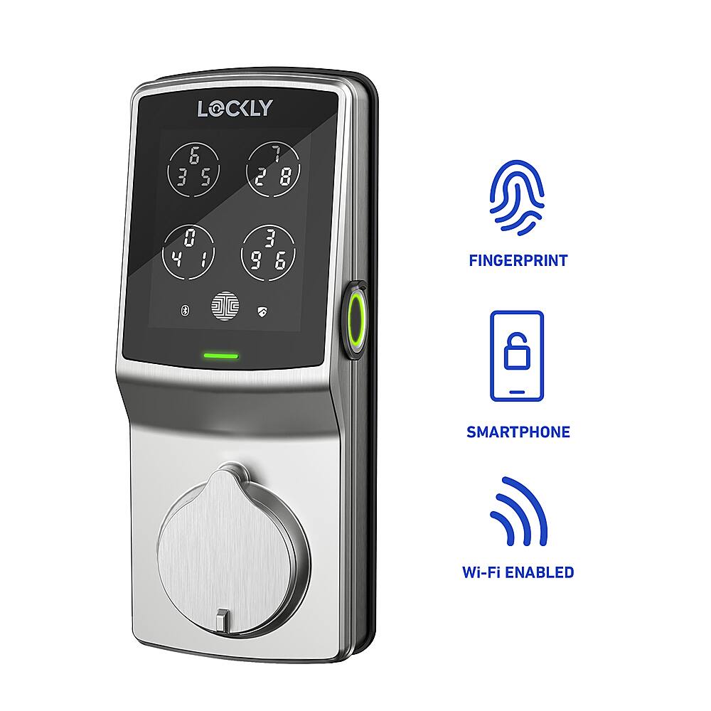 Lockly - Secure Pro Smart Lock Wi-Fi Replacement Deadbolt with 3D Biometric Fingerprint/Keypad/Voice Control Access - Satin Nickel - Image 2
