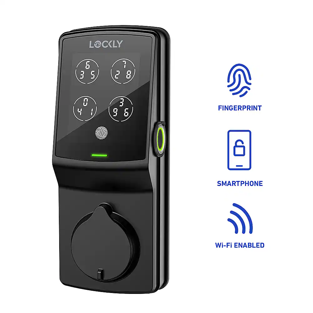 Lockly - Secure Pro Smart Lock Wi-Fi Replacement Deadbolt with 3D Biometric Fingerprint/Keypad/Voice Control Access - Matte Black - Image 2