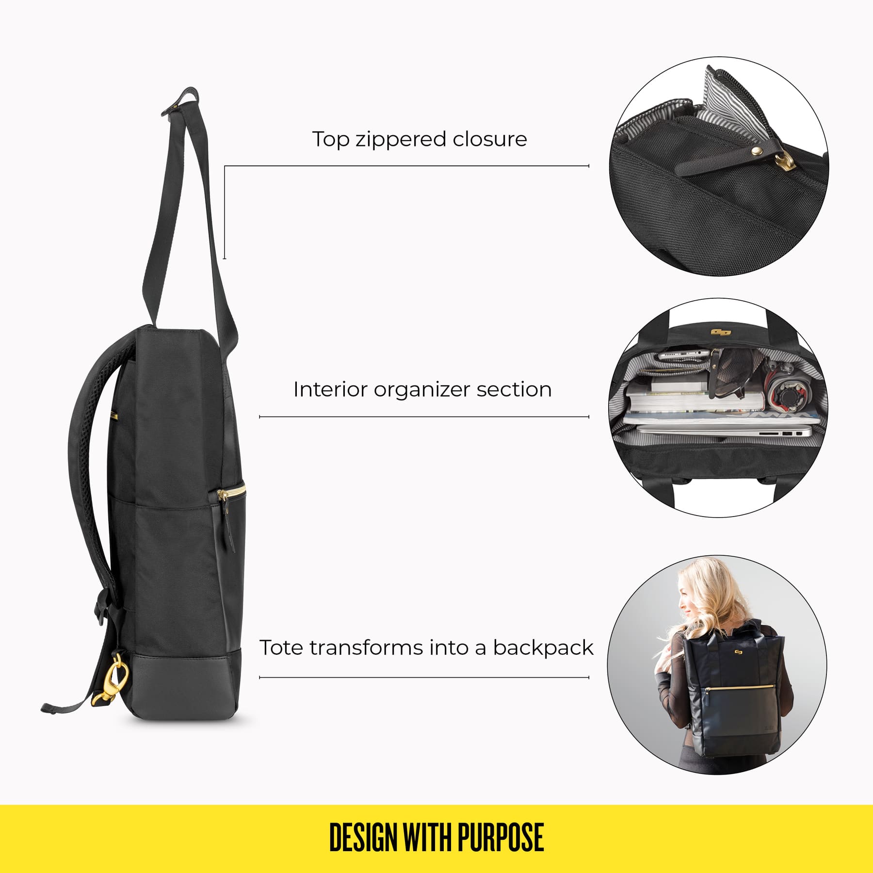 Solo New York - Parker Hybrid Tote for 15.6" Laptop - Black - Image 4