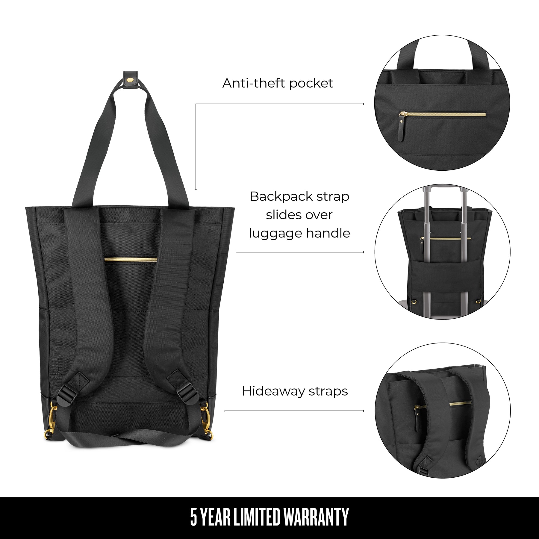 Solo New York - Parker Hybrid Tote for 15.6" Laptop - Black - Image 5