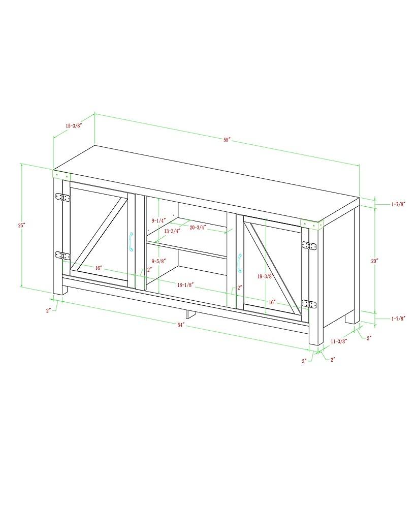 Walker Edison - Rustic Barn Door Style Stand for Most TVs Up to 65" - Stone Gray - Image 8