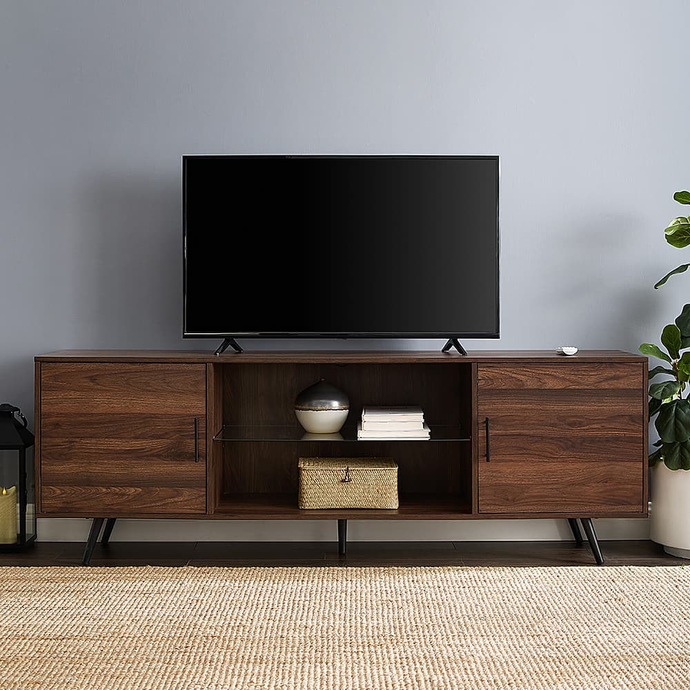 Walker Edison - 70" Mid Century Modern TV Console for Most Flat-Panel TVs Up to 80" - Dark Walnut - Image 4