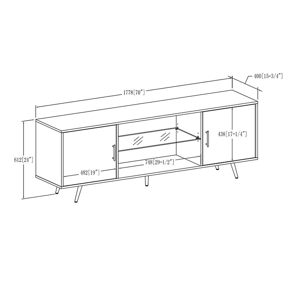 Walker Edison - 70" Mid Century Modern TV Console for Most Flat-Panel TVs Up to 80" - Dark Walnut - Image 11