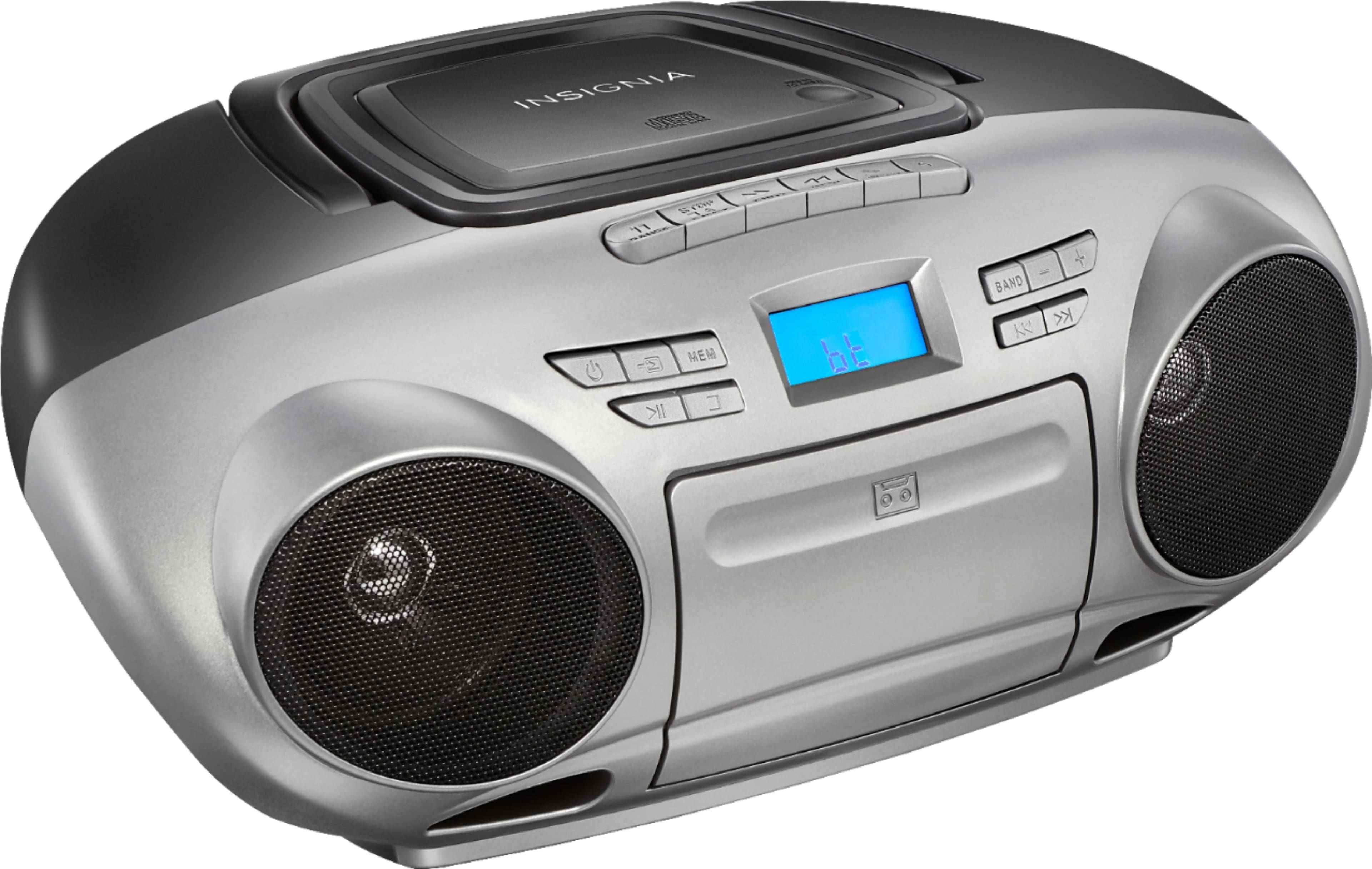 Insignia™ - AM/FM Radio Portable CD Boombox with Bluetooth - Silver/Black - Image 2