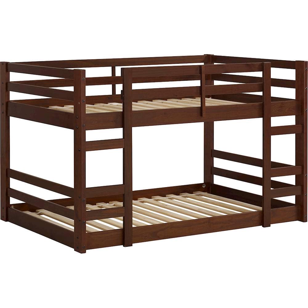 Walker Edison - Solid Wood Low Twin over Twin Bunk Bed - Walnut - Walnut - Image 2