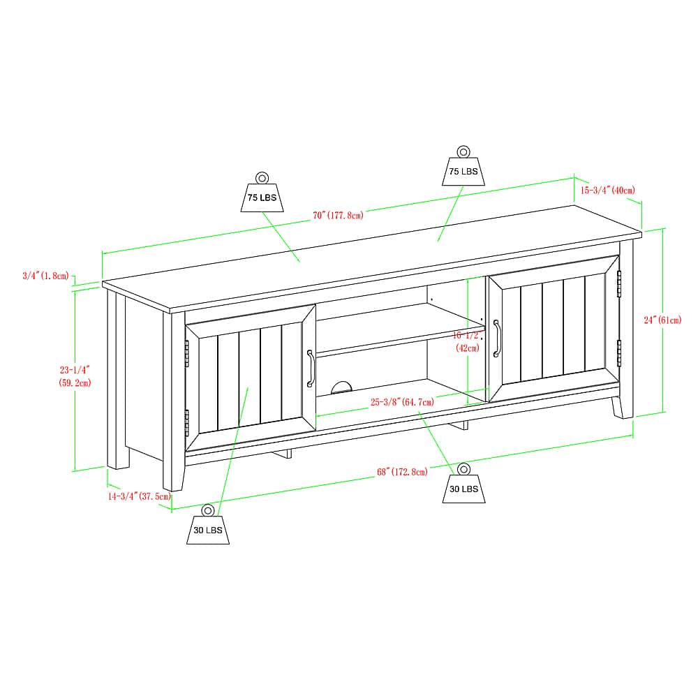 Walker Edison - 70" Modern Farmhouse Simple Grooved Door TV Stand for most TVs up to 80" - Dark Walnut - Image 8