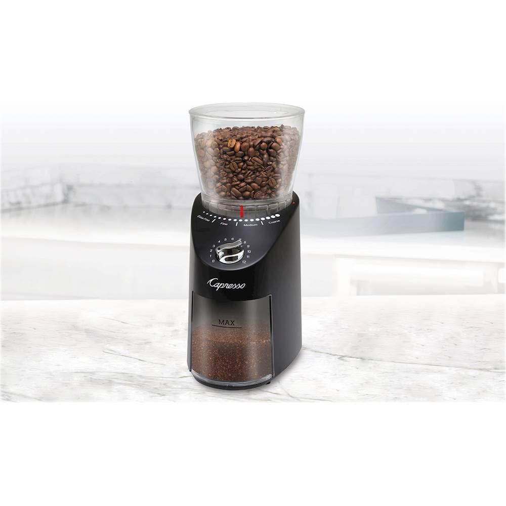 Capresso - Infinity Plus 4-Oz. Conical Burr Coffee Grinder - Black - Image 3
