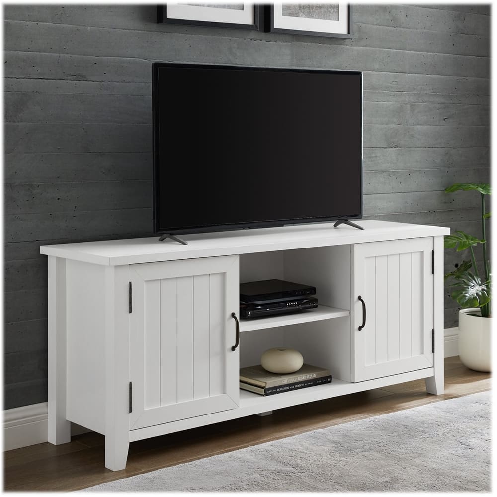 Walker Edison - Modern Farmhouse TV Stand for Most TVs Up to 64" - Solid White - Image 6