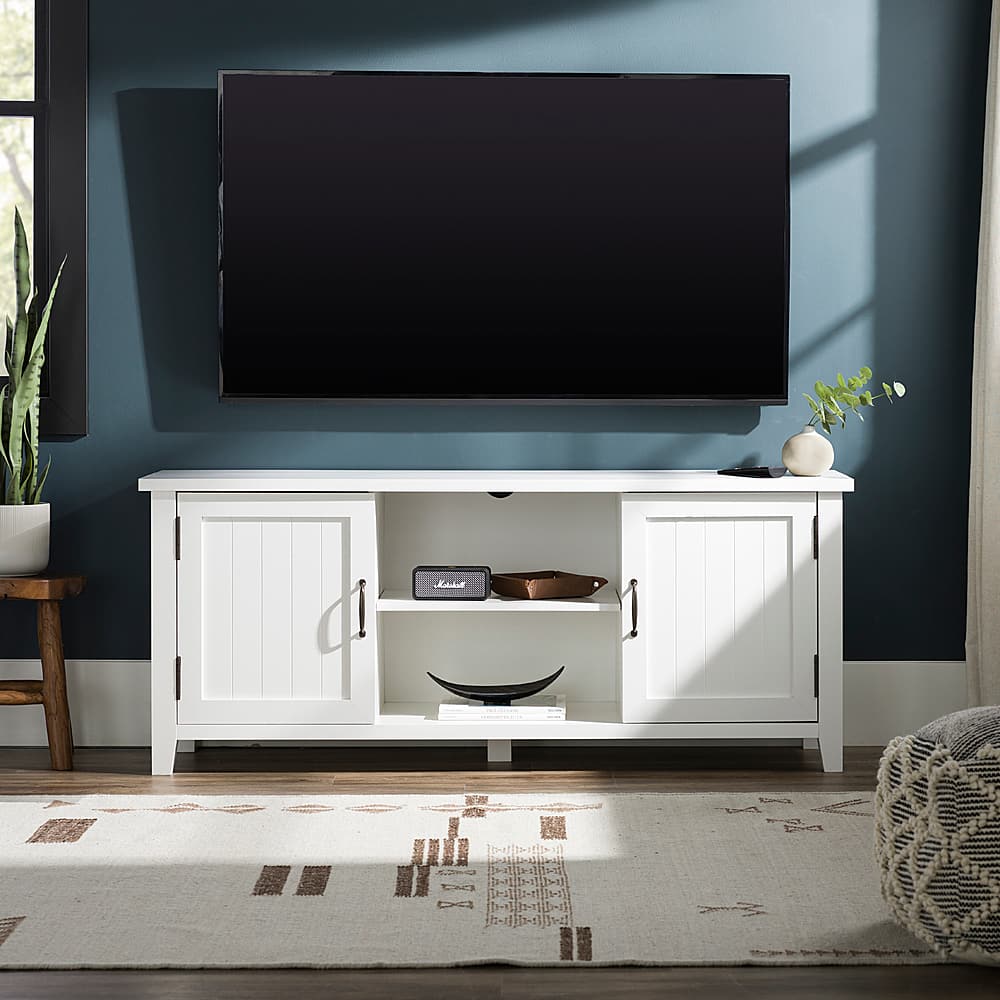 Walker Edison - Modern Farmhouse TV Stand for Most TVs Up to 64" - Solid White - Image 16