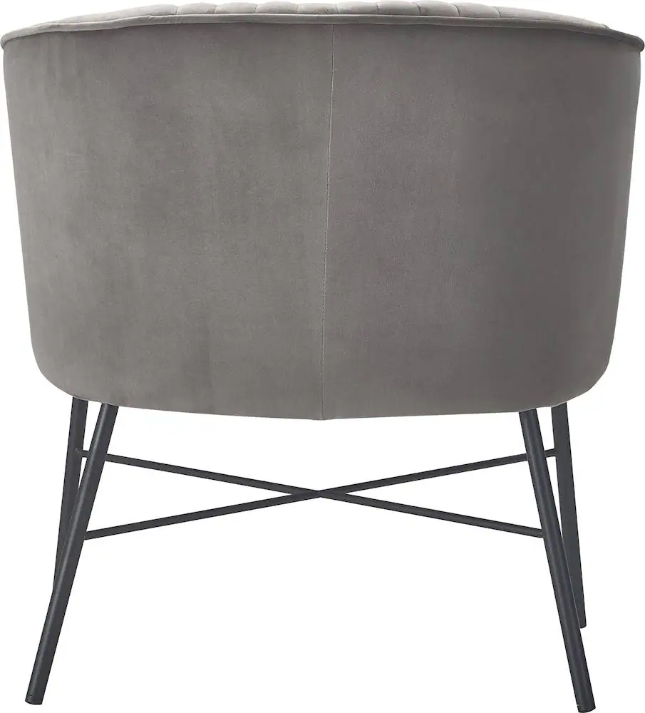 Adore Decor - 4-Leg Metal and Velvet Plush Accent Chair - Gray - Image 5