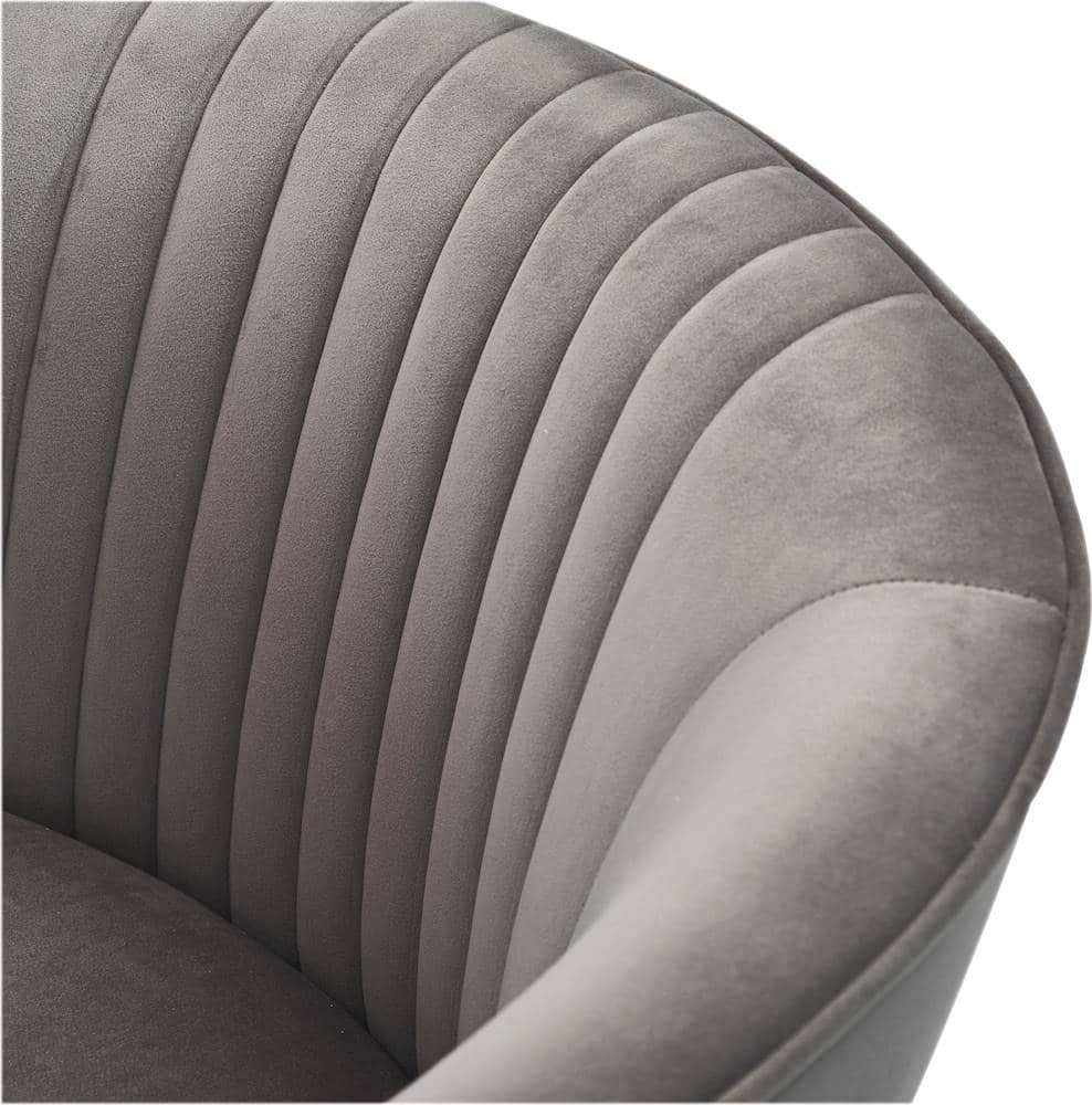 Adore Decor - 4-Leg Metal and Velvet Plush Accent Chair - Gray - Image 6