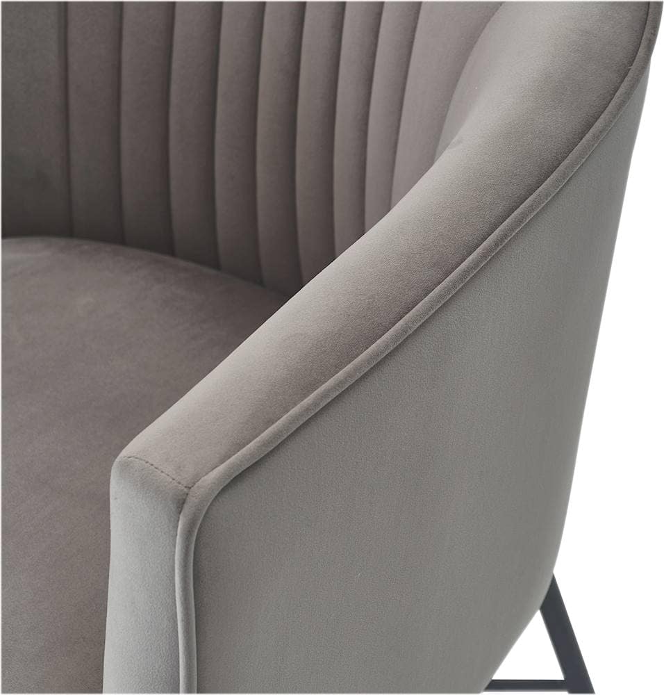 Adore Decor - 4-Leg Metal and Velvet Plush Accent Chair - Gray - Image 7