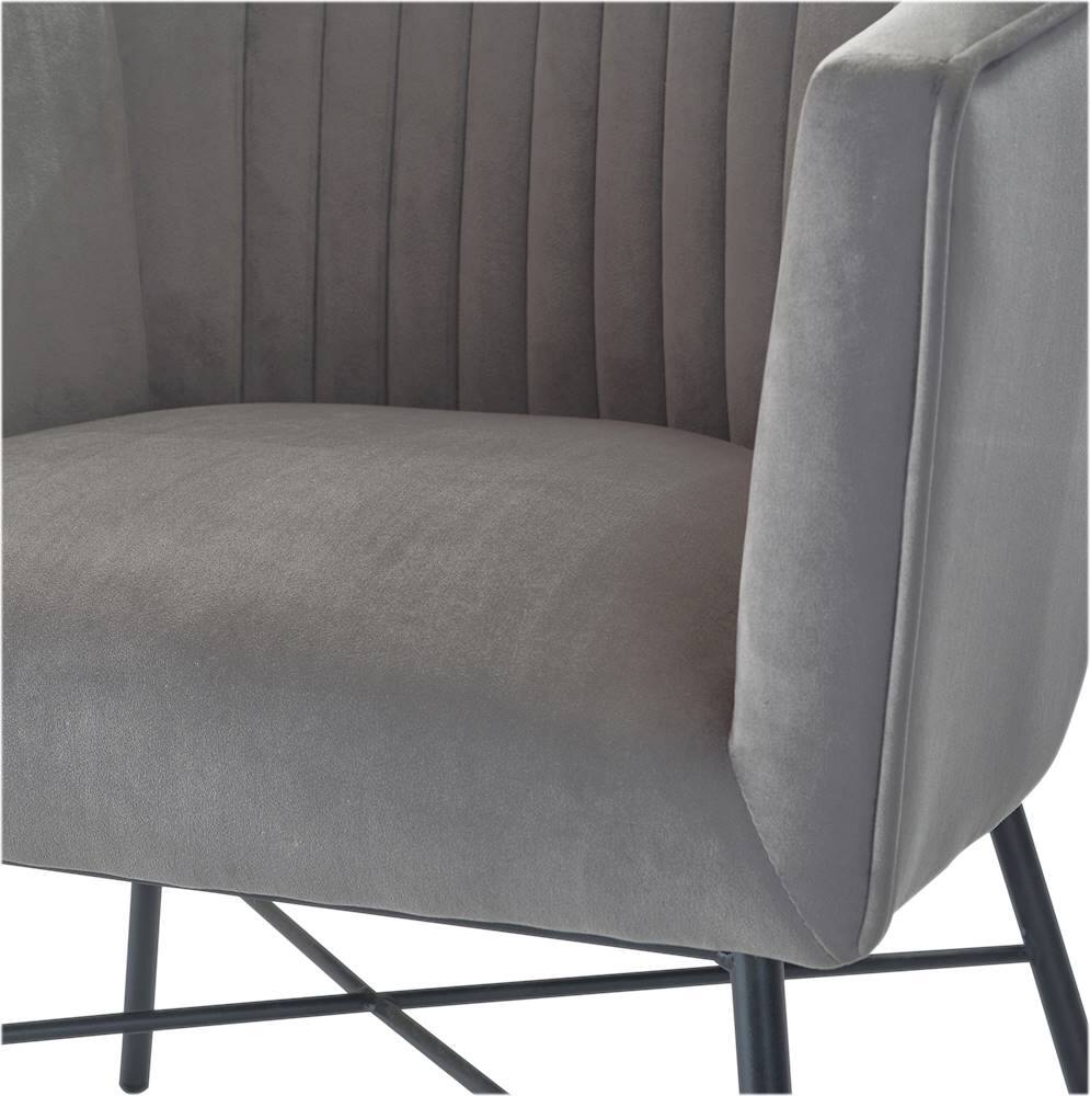 Adore Decor - 4-Leg Metal and Velvet Plush Accent Chair - Gray - Image 8