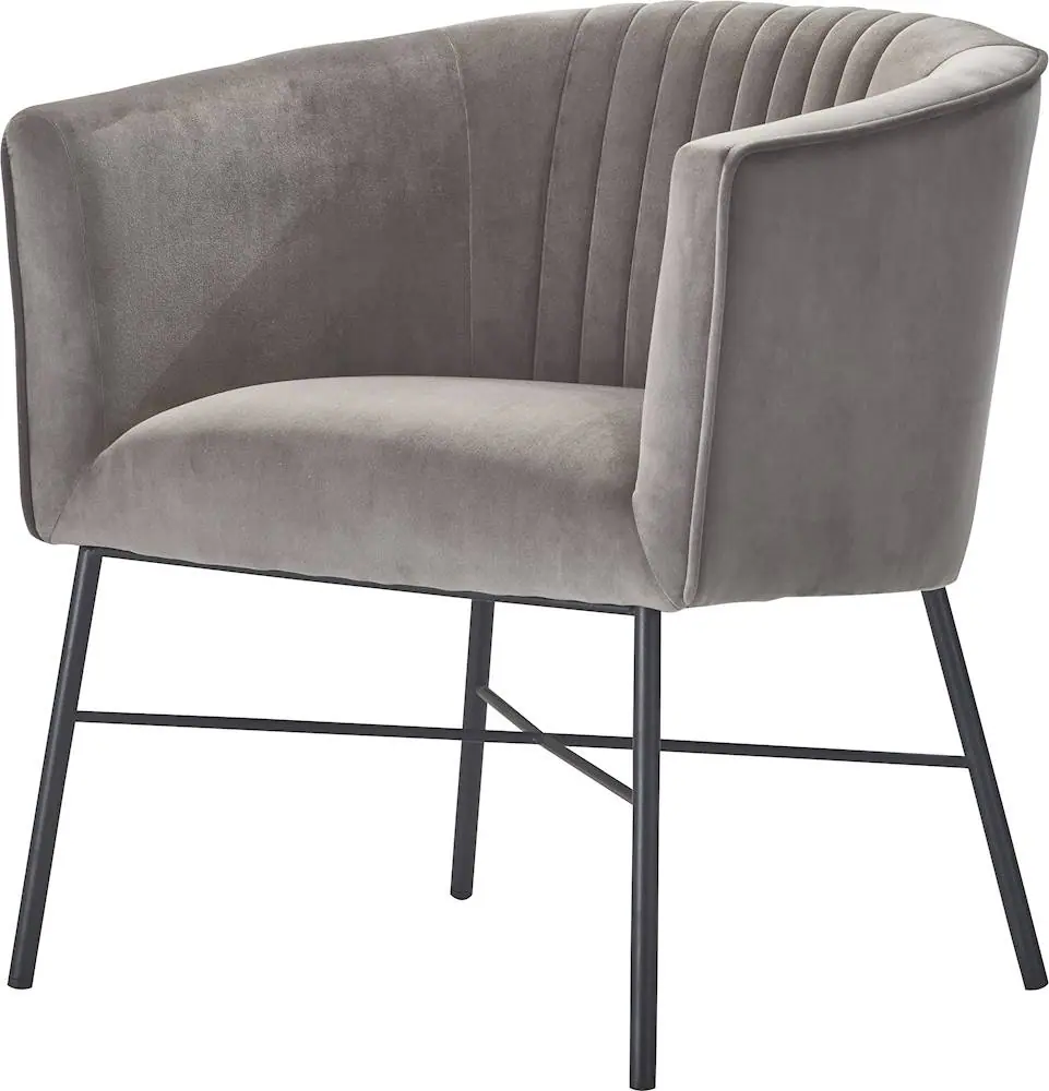 Adore Decor - 4-Leg Metal and Velvet Plush Accent Chair - Gray - Image 2