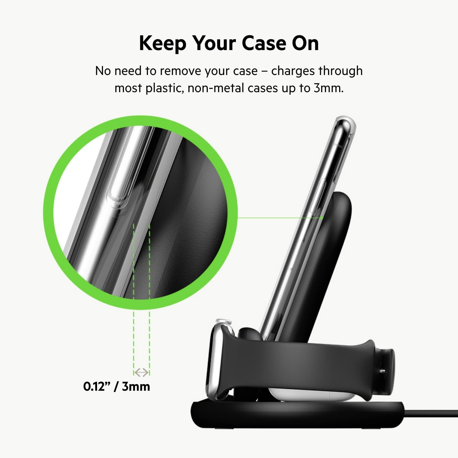 Belkin - 3-in-1 Wireless Charger - Fast Charging Stand for iPhone, Watch & AirPods - Qi-Certified Charger - Case Compatible - Black - Image 5
