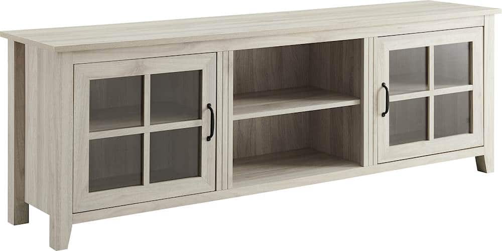 Walker Edison - 70" Farmhouse Glass Door TV Stand Console for Most TVs Up to 80" - Birch - Image 2