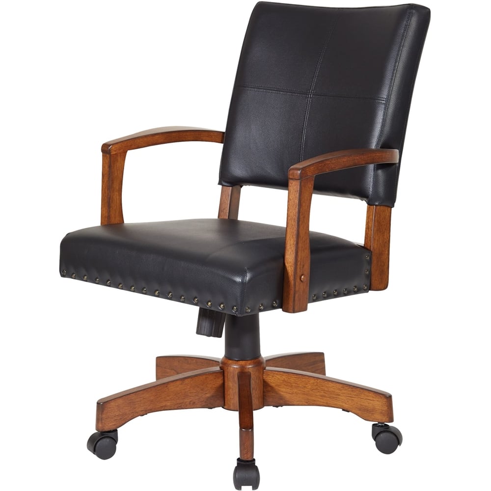 OSP Home Furnishings - Wood Bankers 5-Pointed Star Wood and Steel Office Chair - Black - Image 4