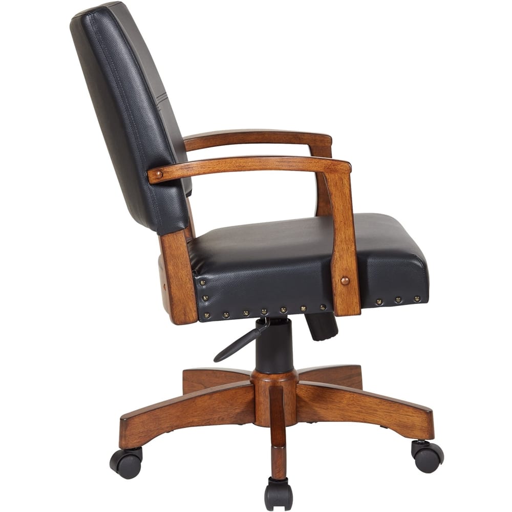OSP Home Furnishings - Wood Bankers 5-Pointed Star Wood and Steel Office Chair - Black - Image 8