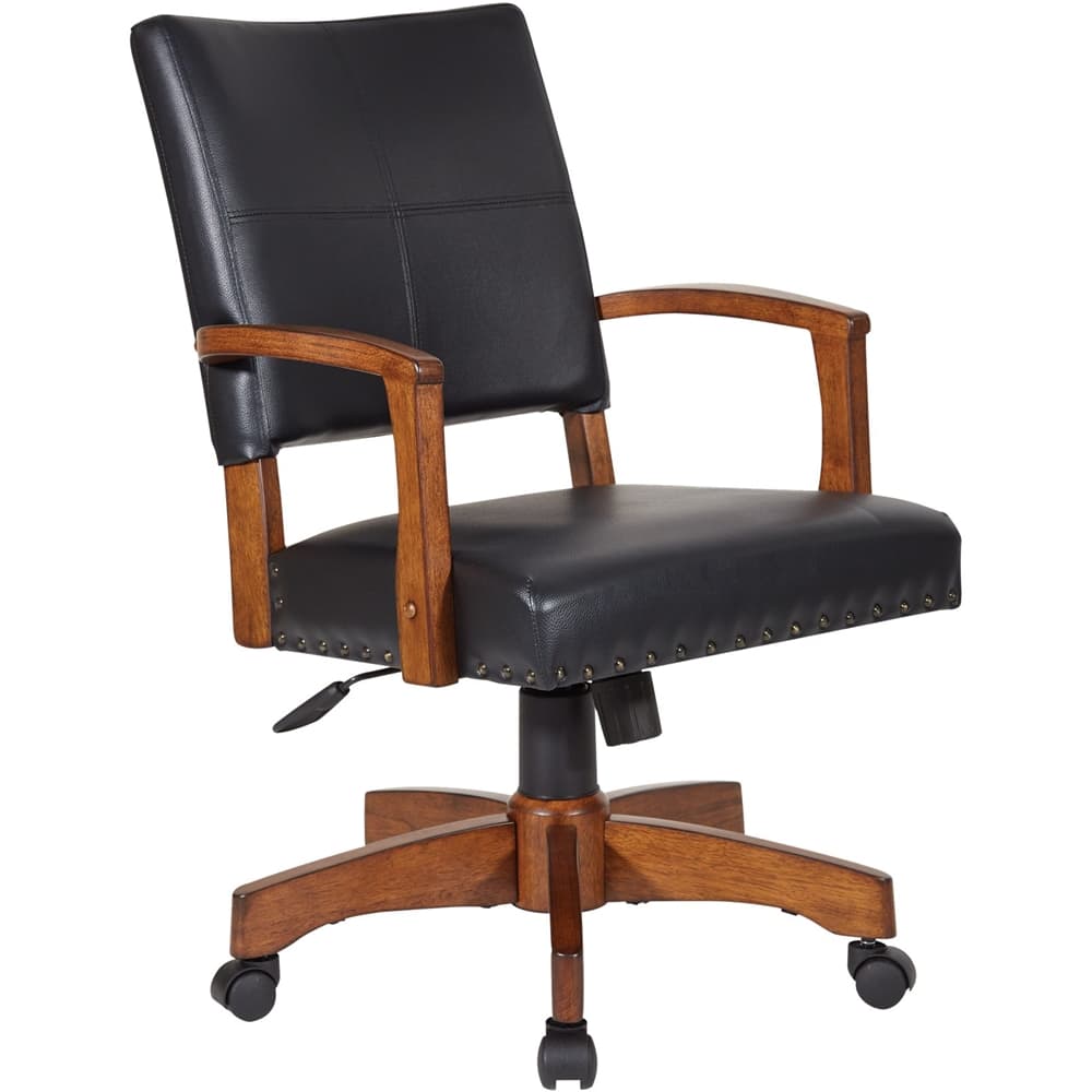 OSP Home Furnishings - Wood Bankers 5-Pointed Star Wood and Steel Office Chair - Black - Image 3