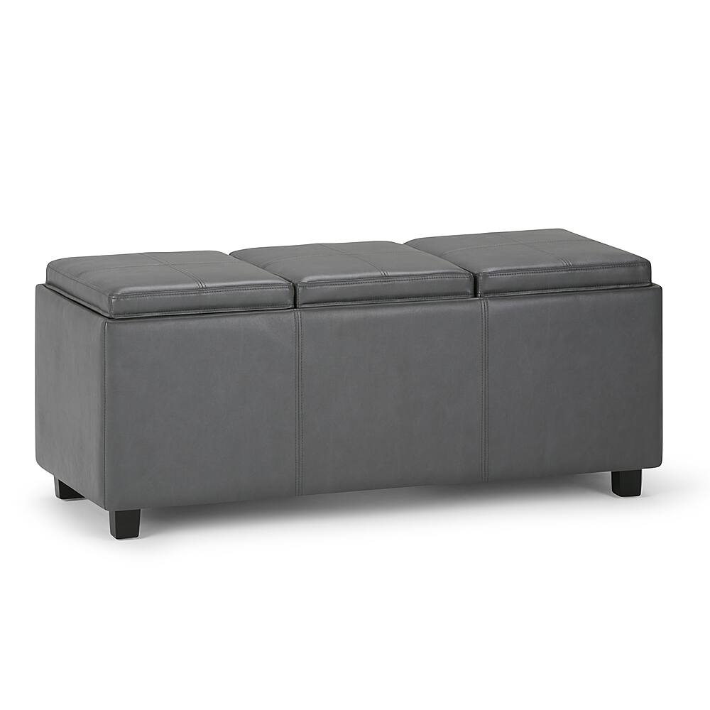 Simpli Home - Avalon 42 inch Wide Contemporary Rectangle Storage Ottoman - Stone Gray - Image 2
