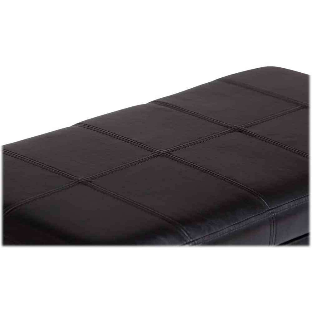Simpli Home - Amelia 34 inch Wide Transitional Rectangle Storage Ottoman Bench Faux Leather - Midnight Black - Image 7