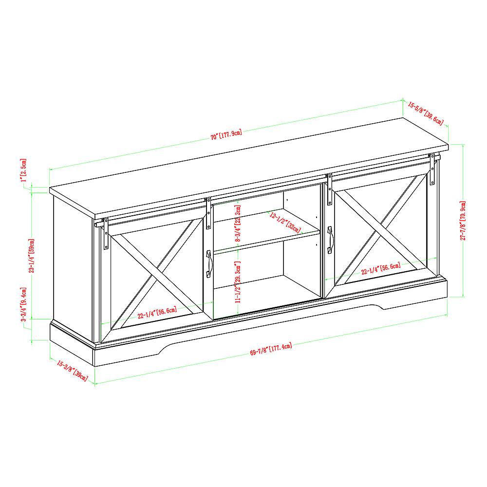 Walker Edison - 70" Sliding Barn Door TV Console - Grey - Image 7