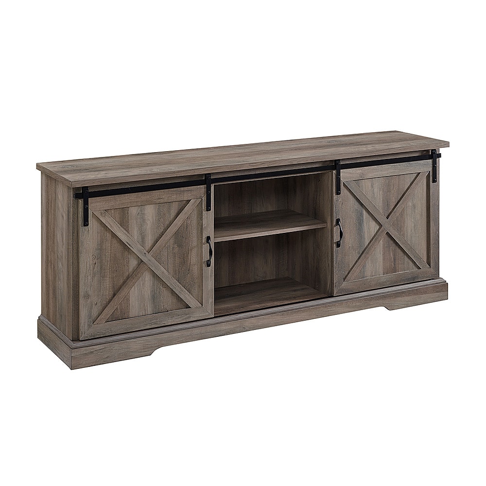 Walker Edison - 70" Sliding Barn Door TV Console - Grey - Image 2