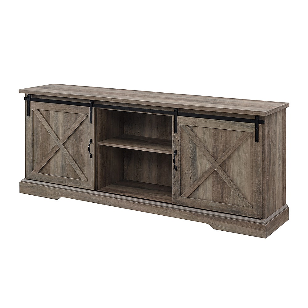 Walker Edison - 70" Sliding Barn Door TV Console - Grey - Image 3