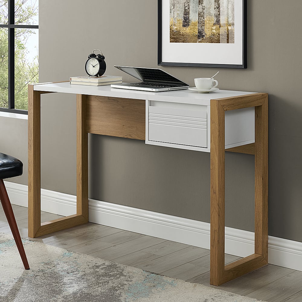 Walker Edison - Modern Fluted Storage Drawer Wood Computer Desk - White - Image 5